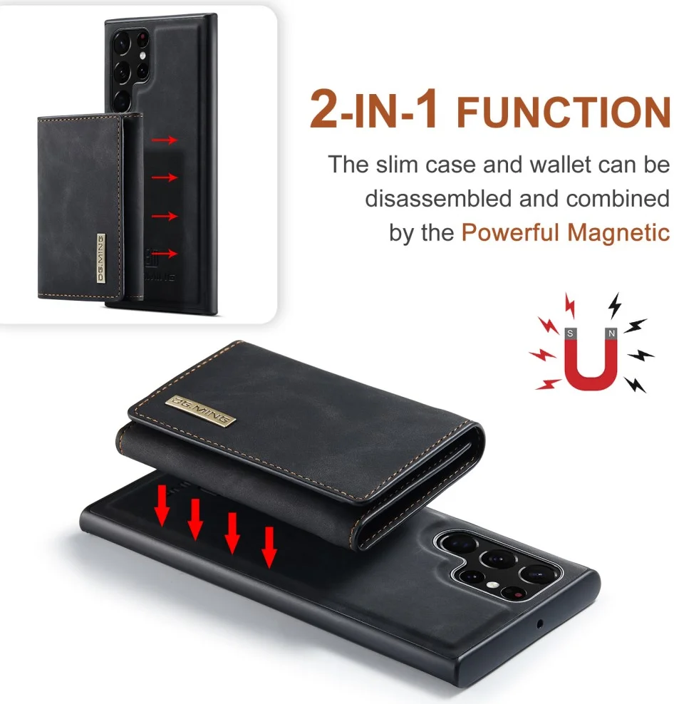 DG Ming Samsung Galaxy S24 Ultra Hoesje Magnetische Kaarthouder Zwart afbeelding 3