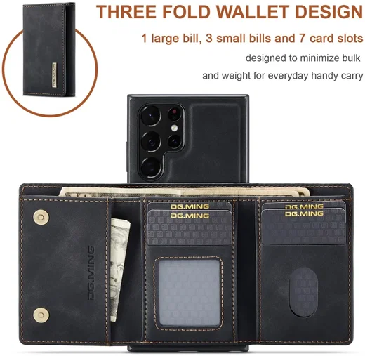 DG Ming Samsung Galaxy S24 Ultra Hoesje Magnetische Kaarthouder Zwart afbeelding 4