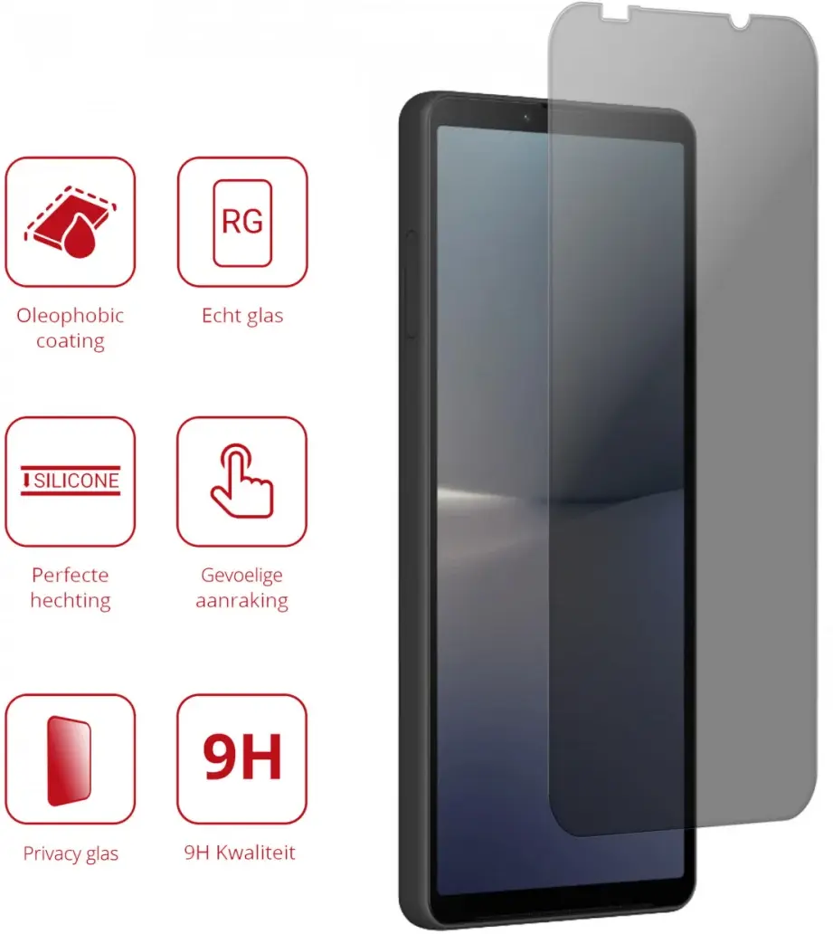 Rosso Sony Xperia 10 V 9H Tempered Glass Screen Protector Privacy afbeelding 2