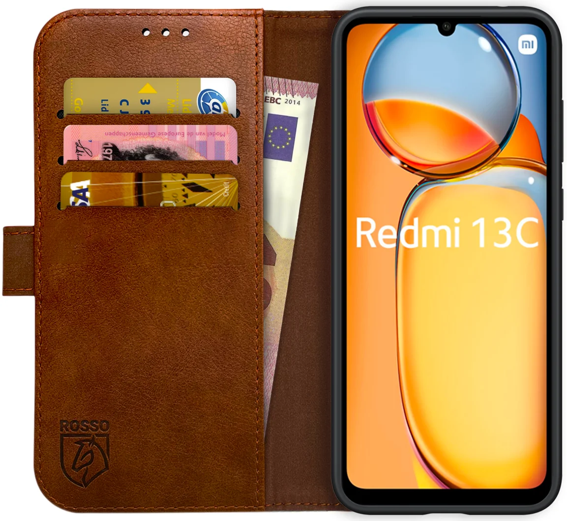 Rosso Element Xiaomi Redmi 13C / Poco C65 Hoesje Book Case Wallet Bruin afbeelding 1