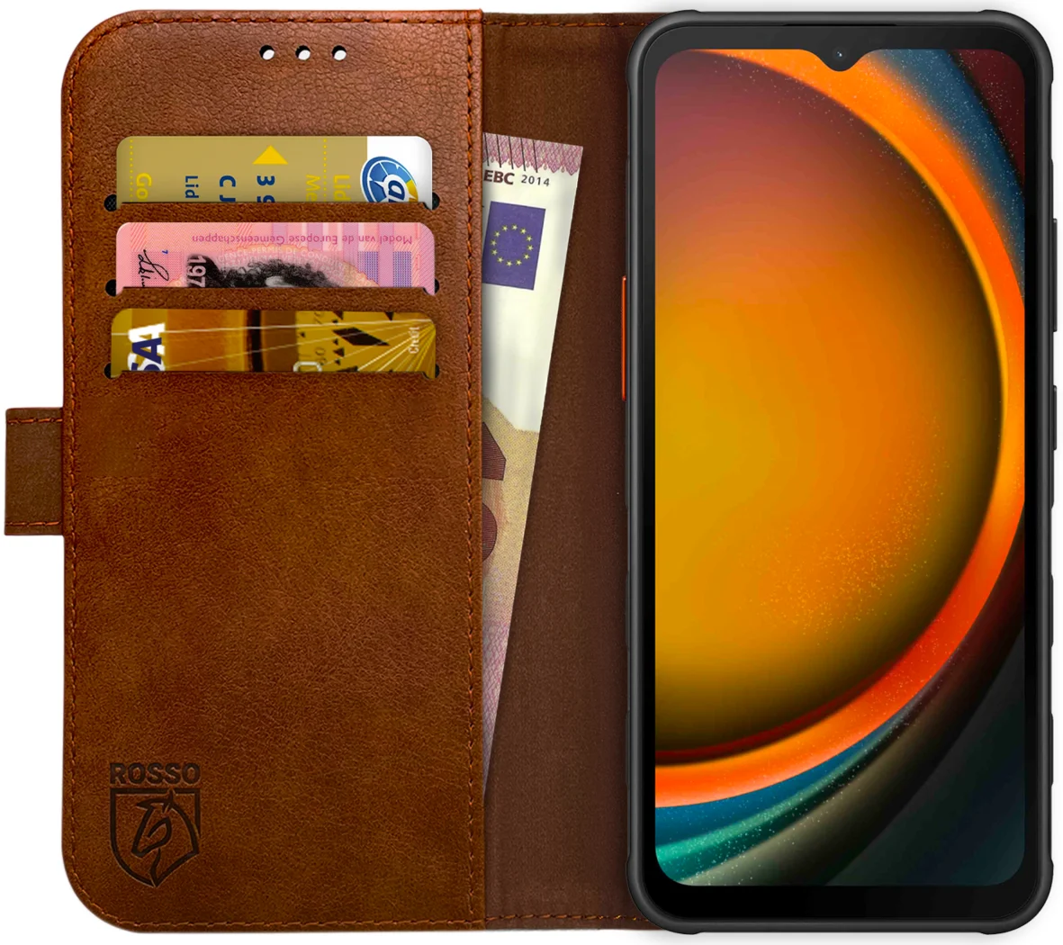 Rosso Element Samsung Galaxy Xcover 7 Hoesje Book Case Wallet Bruin afbeelding 1