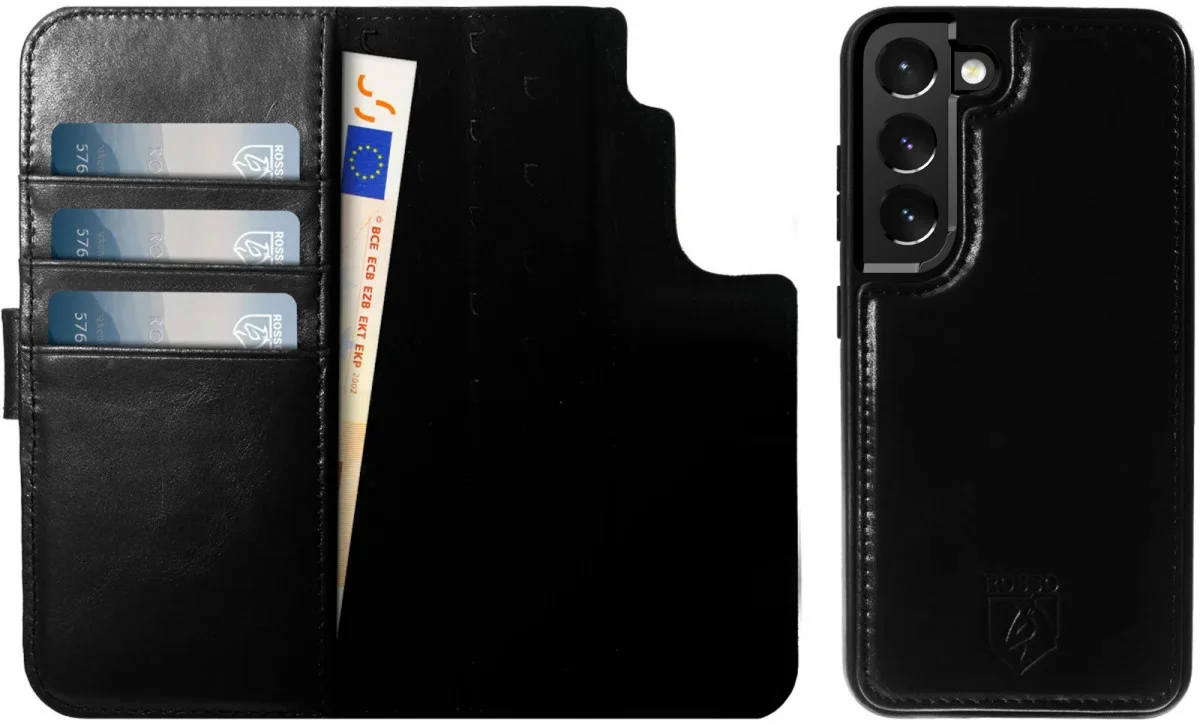 Rosso Elite Samsung S22 Hoesje MagSafe Book Case Echt Leer Zwart afbeelding 11