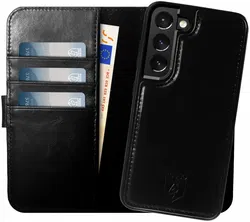 Rosso Elite Samsung S22 Hoesje MagSafe Book Case Echt Leer Zwart afbeelding