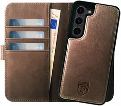 Rosso Elite Samsung S22 Hoesje MagSafe Book Case Echt Leer Bruin afbeelding