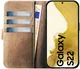 Rosso Elite Samsung S22 Hoesje MagSafe Book Case Echt Leer Lichtbruin afbeelding 4