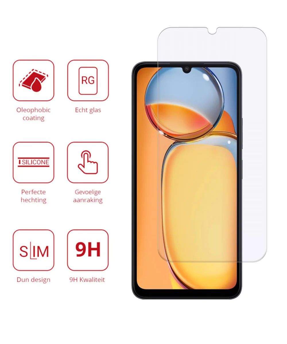 Rosso Xiaomi Redmi 13C / Poco C65 9H Tempered Glass Screen Protector afbeelding 2