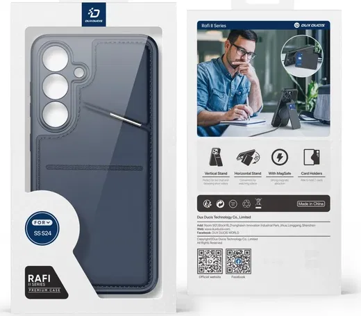 Dux Ducis Rafi Samsung S24 Plus Hoesje MagSafe Pasjes Houder Blauw afbeelding 12