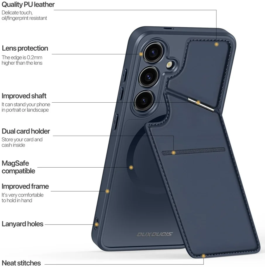Dux Ducis Rafi Samsung S24 Plus Hoesje MagSafe Pasjes Houder Blauw afbeelding 2