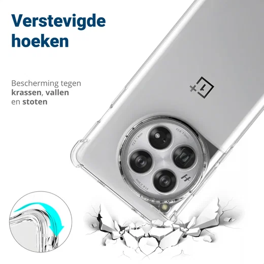 OnePlus 12 Hoesje Schokbestendig en Dun TPU Back Cover Transparant afbeelding 2