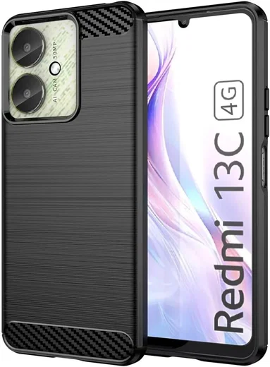 Xiaomi Redmi 13C / Poco C65 Hoesje Geborsteld Flexibele Back Cover Zwart afbeelding 1