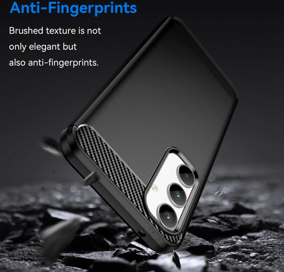 Samsung Galaxy A35 Hoesje Geborsteld TPU Flexibele Back Cover Zwart afbeelding 2