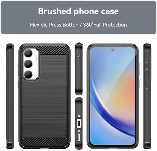 Samsung Galaxy A35 Hoesje Geborsteld TPU Flexibele Back Cover Zwart afbeelding 7