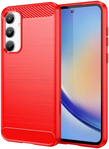 Samsung Galaxy A35 Hoesje Geborsteld TPU Flexibele Back Cover Rood afbeelding 1