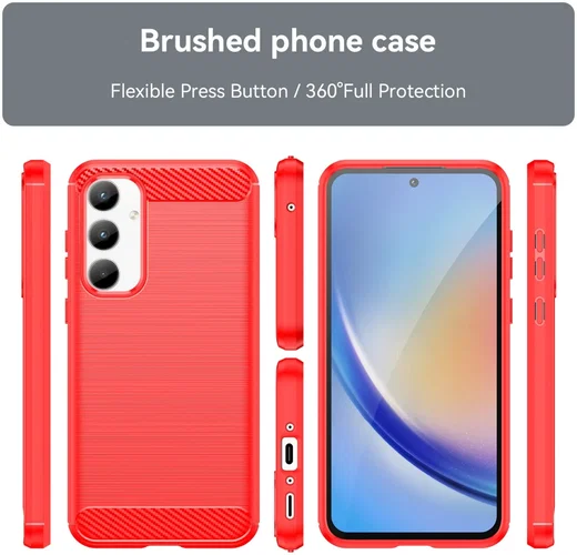 Samsung Galaxy A35 Hoesje Geborsteld TPU Flexibele Back Cover Rood afbeelding 7