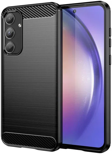Samsung Galaxy A55 Hoesje Geborsteld TPU Flexibele Back Cover Zwart afbeelding 1