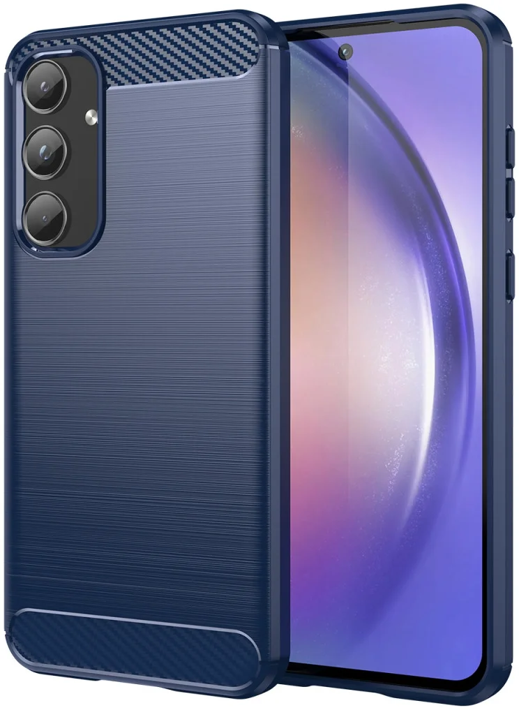 Samsung Galaxy A55 Hoesje Geborsteld TPU Flexibele Back Cover Blauw afbeelding 1