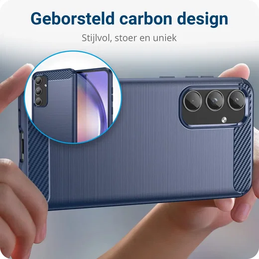 Samsung Galaxy A55 Hoesje Geborsteld TPU Flexibele Back Cover Blauw afbeelding 2