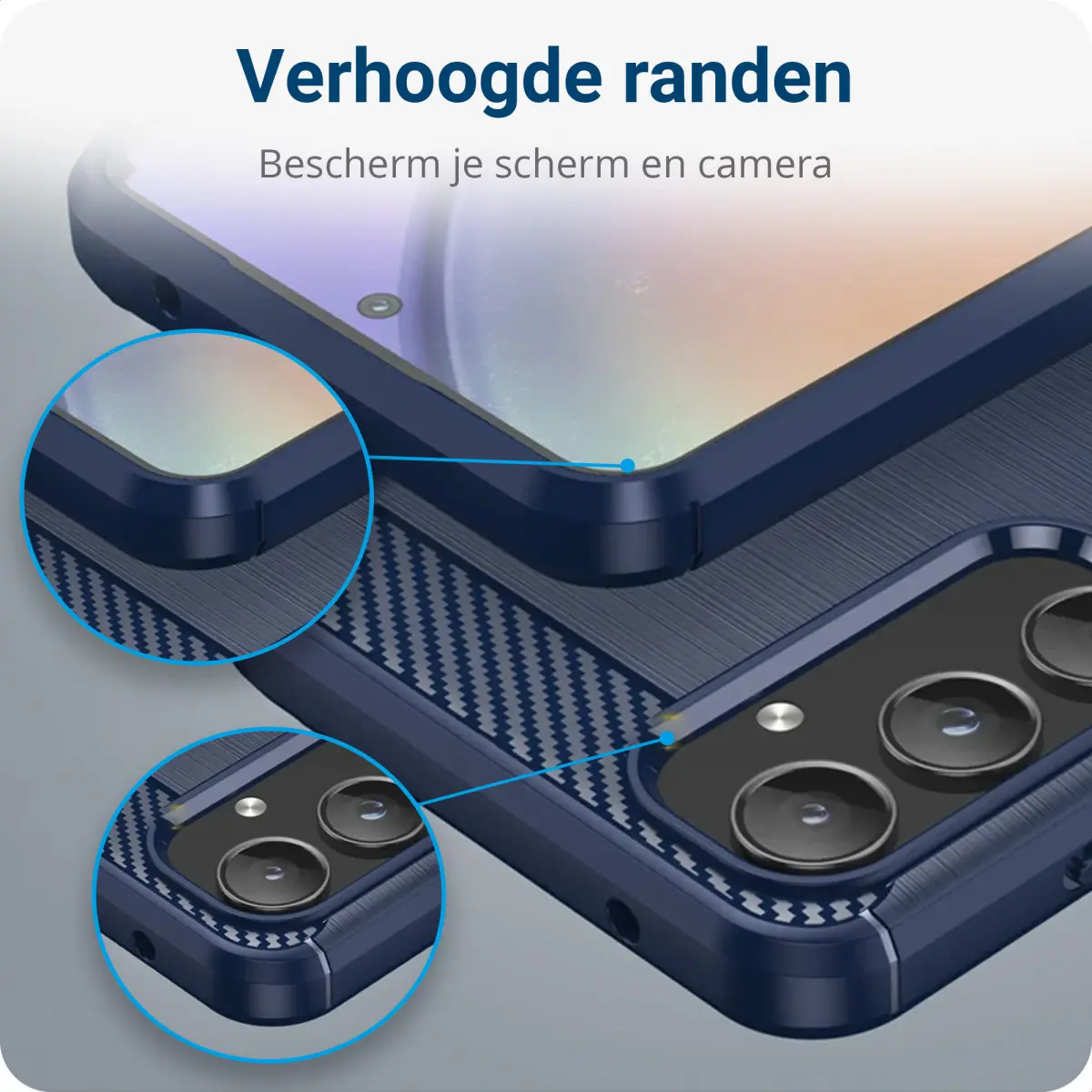 Samsung Galaxy A55 Hoesje Geborsteld TPU Flexibele Back Cover Blauw afbeelding 4
