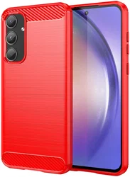 Samsung Galaxy A55 Hoesje Geborsteld TPU Flexibele Back Cover Rood afbeelding