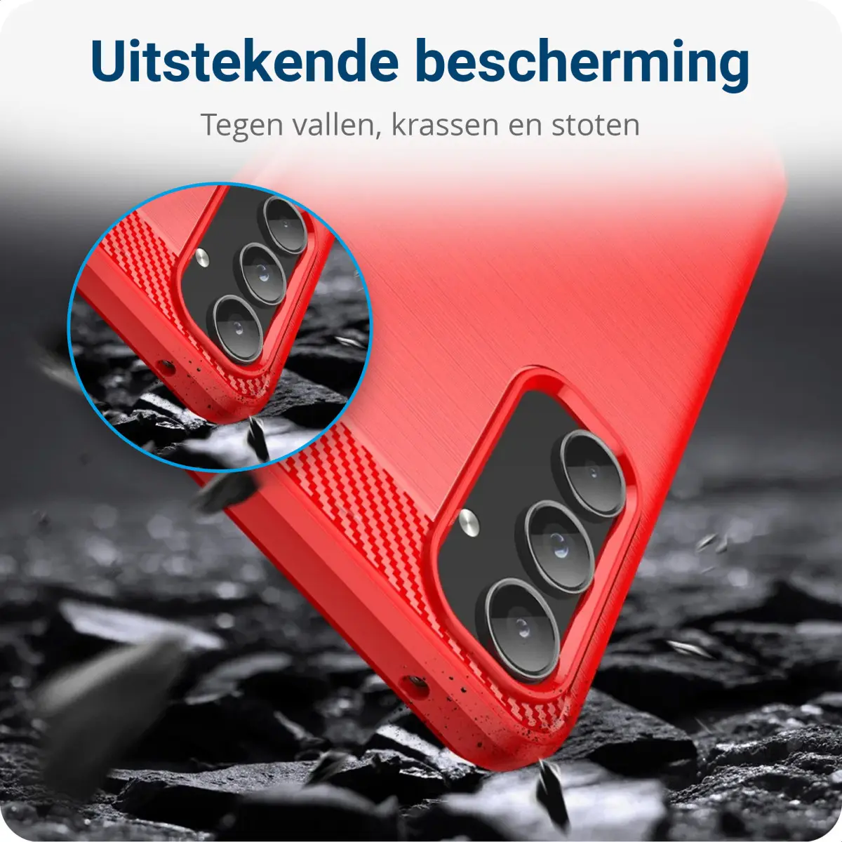 Samsung Galaxy A55 Hoesje Geborsteld TPU Flexibele Back Cover Rood afbeelding 6