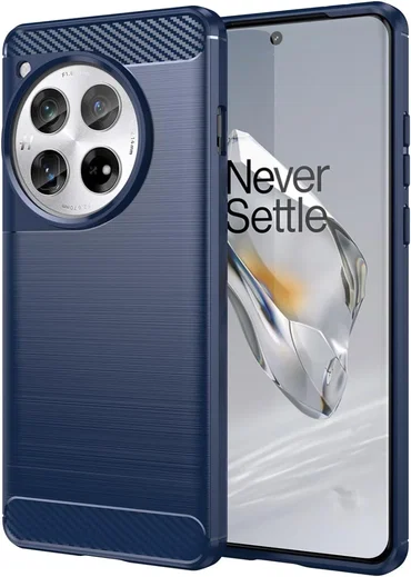 OnePlus 12 Hoesje Geborsteld TPU Flexibele Back Cover Blauw afbeelding 1