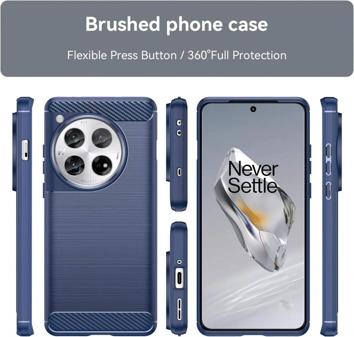 OnePlus 12 Hoesje Geborsteld TPU Flexibele Back Cover Blauw afbeelding 4