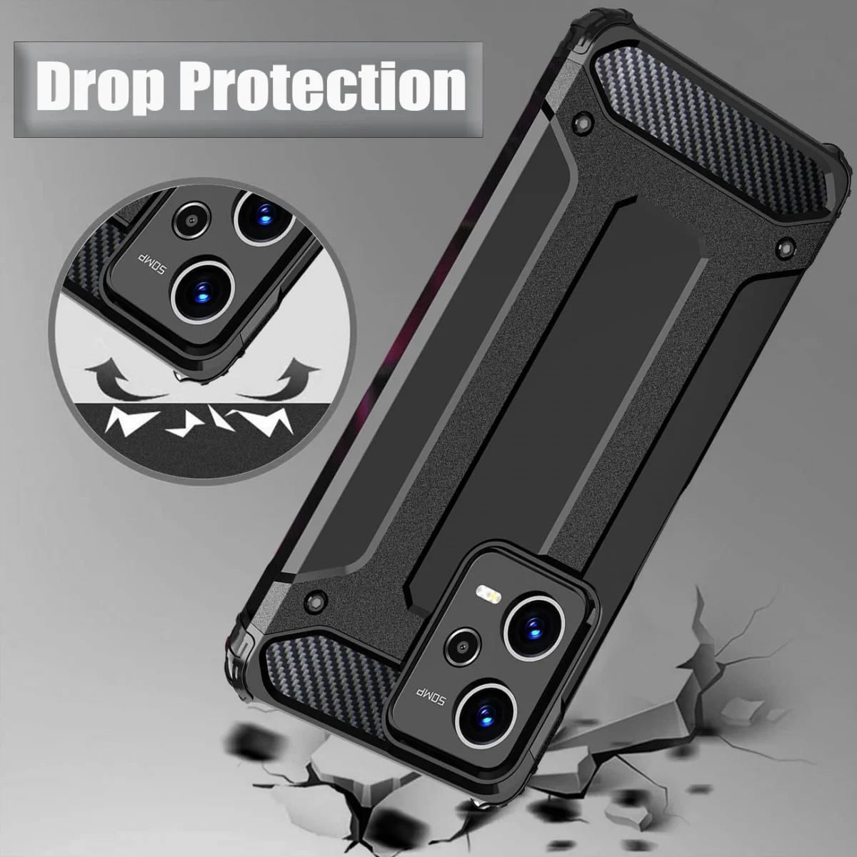 Xiaomi Redmi 13C / Poco C65 Hoesje Shock Proof Hybride Back Cover Blauw afbeelding 2
