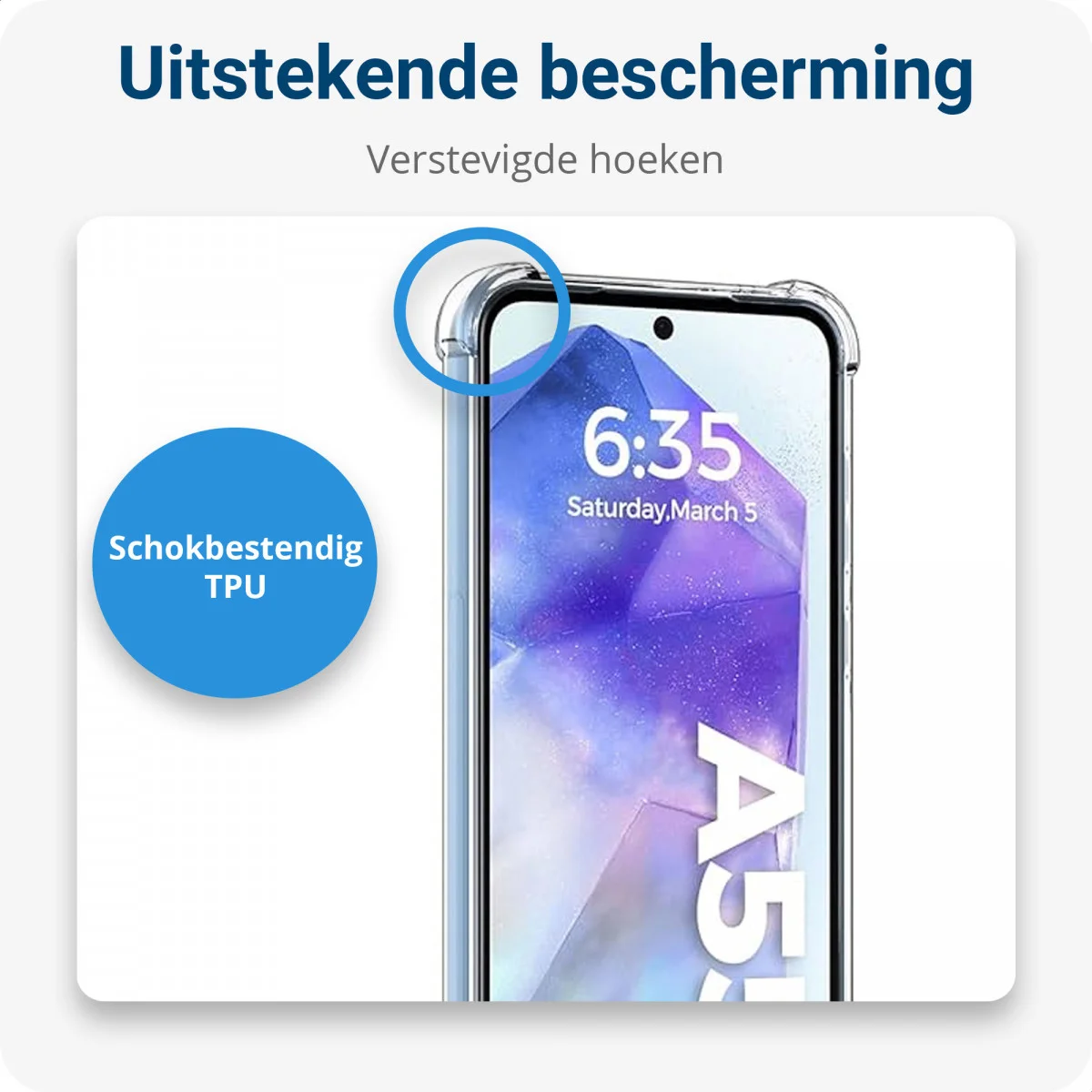 Samsung Galaxy A55 Hoesje met Koord Schokbestendig TPU Transparant afbeelding 2