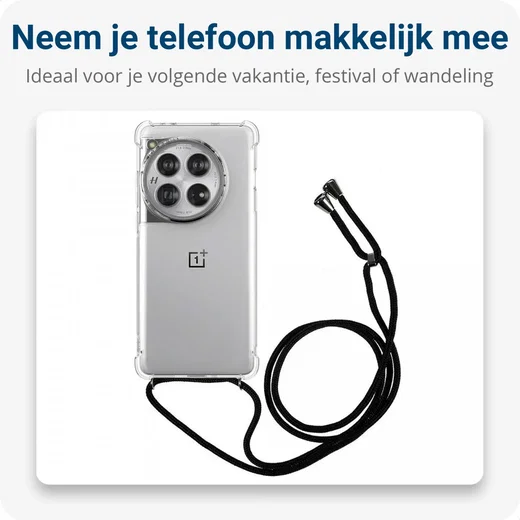 OnePlus 12 Hoesje met Koord Schokbestendig TPU Transparant afbeelding 3