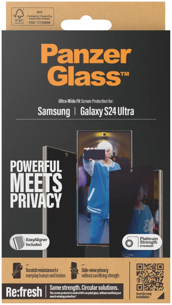PanzerGlass Ultra-Wide Samsung S24 Ultra Screenprotector Privacy Glass afbeelding 4