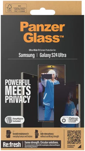 PanzerGlass Ultra-Wide Samsung S24 Ultra Screenprotector Privacy Glass afbeelding 4