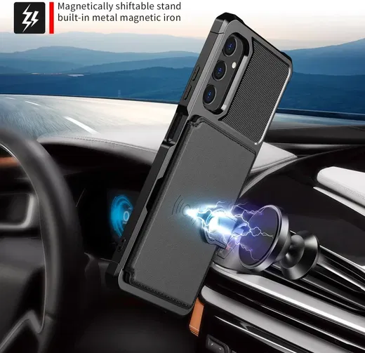 Samsung Galaxy A05s 3 in 1 Back Cover Portemonnee Hoesje Zwart afbeelding 4