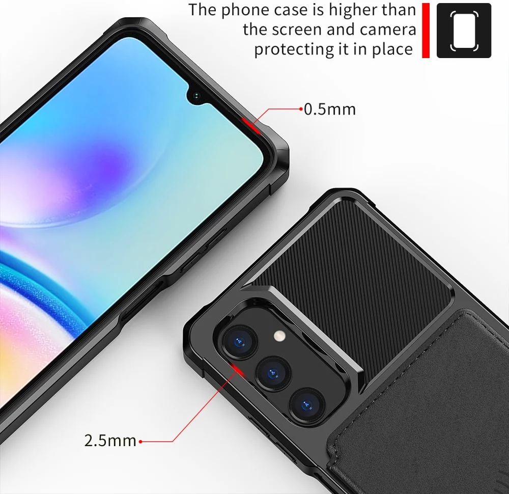 Samsung Galaxy A05s 3 in 1 Back Cover Portemonnee Hoesje Zwart afbeelding 6