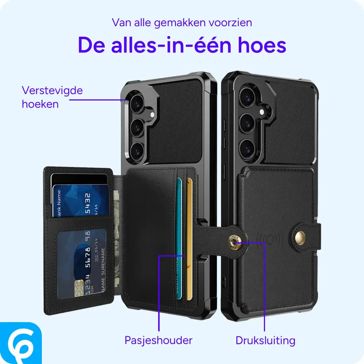 Samsung Galaxy A35 3 in 1 Back Cover Portemonnee Hoesje Zwart afbeelding 6