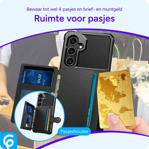 Samsung Galaxy A35 3 in 1 Back Cover Portemonnee Hoesje Zwart afbeelding 3