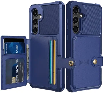 Samsung Galaxy A55 3 in 1 Back Cover Portemonnee Hoesje Donkerblauw