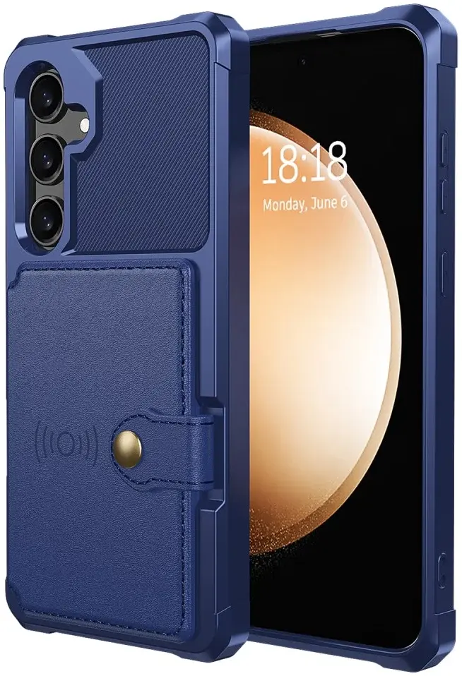 Samsung Galaxy A55 3 in 1 Back Cover Portemonnee Hoesje Donkerblauw afbeelding 2