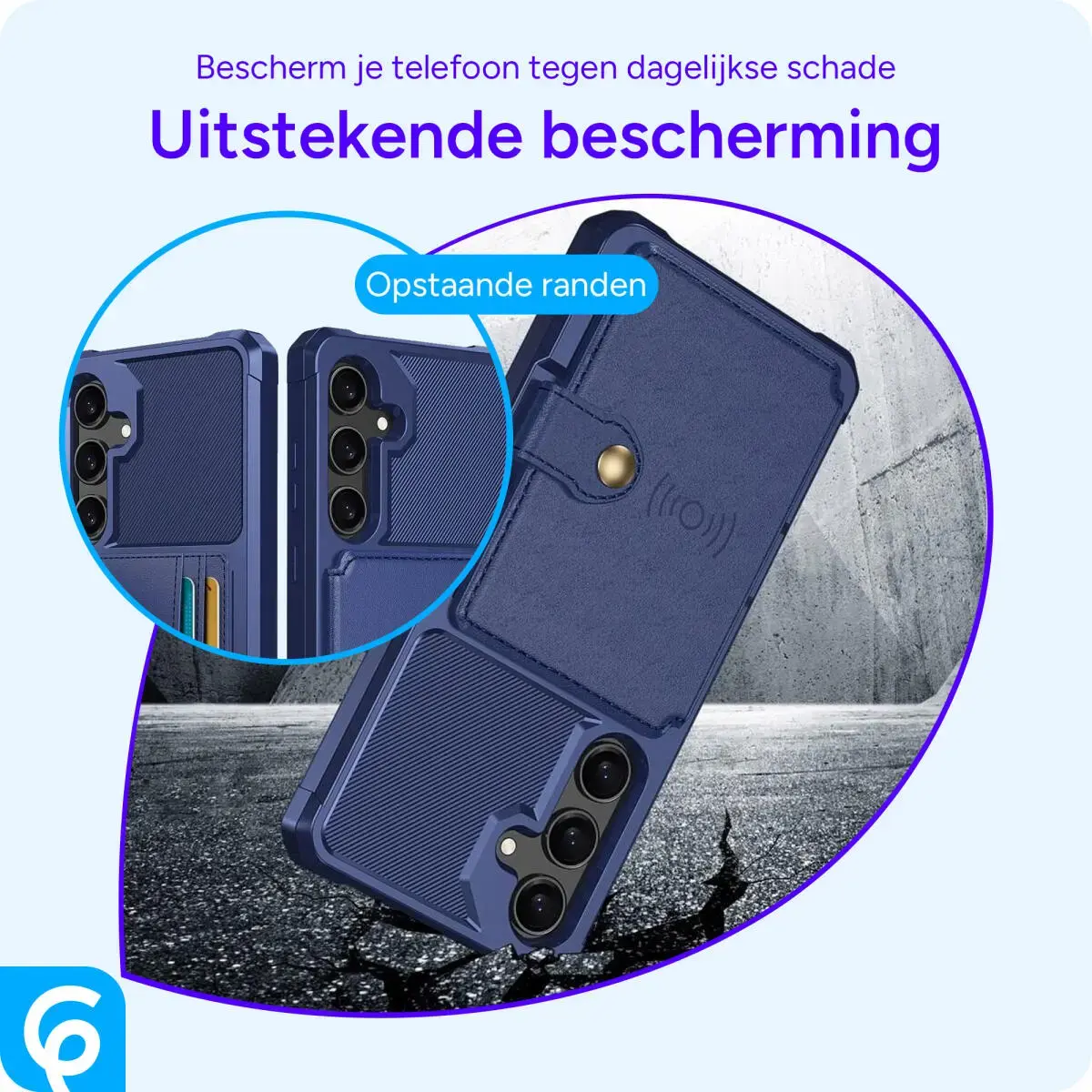 Samsung Galaxy A55 3 in 1 Back Cover Portemonnee Hoesje Donkerblauw afbeelding 7