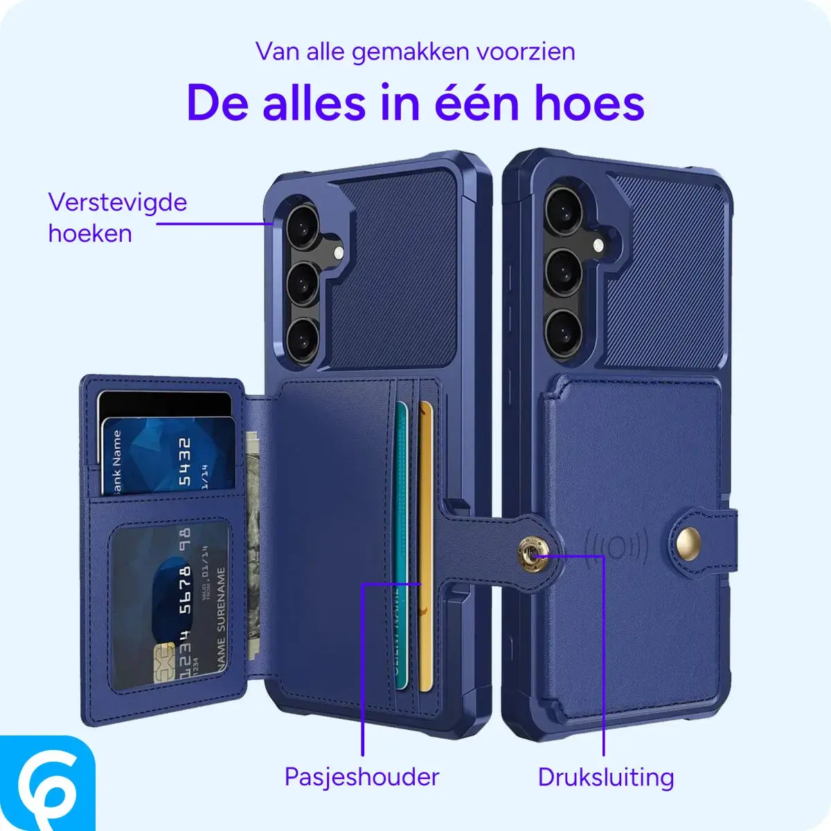 Samsung Galaxy A55 3 in 1 Back Cover Portemonnee Hoesje Donkerblauw afbeelding 8