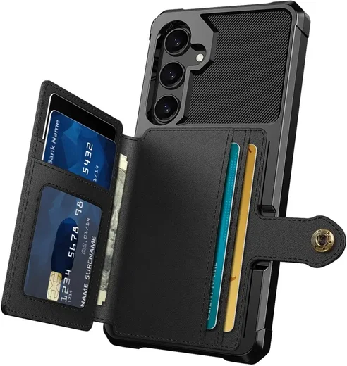 Samsung Galaxy A55 3 in 1 Back Cover Portemonnee Hoesje Zwart afbeelding 2