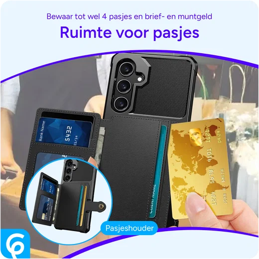 Samsung Galaxy A55 3 in 1 Back Cover Portemonnee Hoesje Zwart afbeelding 4