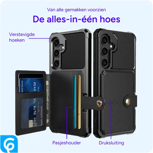 Samsung Galaxy A55 3 in 1 Back Cover Portemonnee Hoesje Zwart afbeelding 5