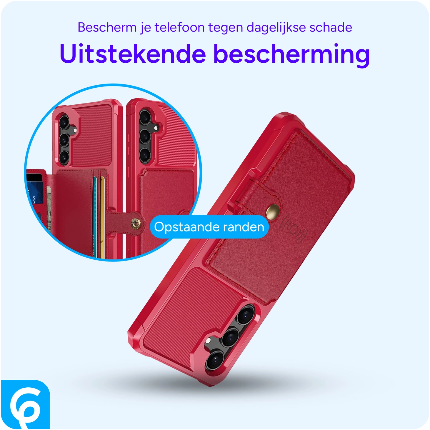 Samsung Galaxy A55 3 in 1 Back Cover Portemonnee Hoesje Rood afbeelding 8
