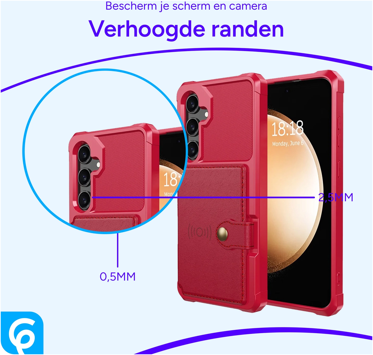 Samsung Galaxy A55 3 in 1 Back Cover Portemonnee Hoesje Rood afbeelding 4