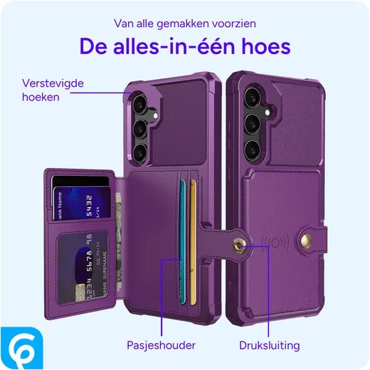 Samsung Galaxy A55 3 in 1 Back Cover Portemonnee Hoesje Paars afbeelding 5