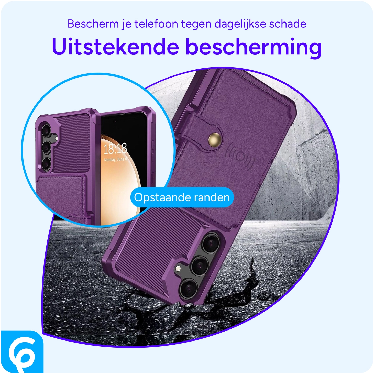 Samsung Galaxy A55 3 in 1 Back Cover Portemonnee Hoesje Paars afbeelding 8