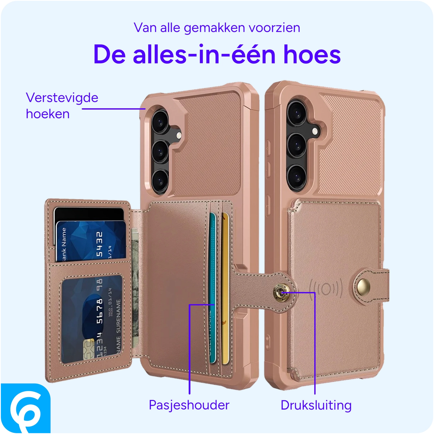 Samsung Galaxy A55 3 in 1 Back Cover Portemonnee Hoesje Roze afbeelding 5