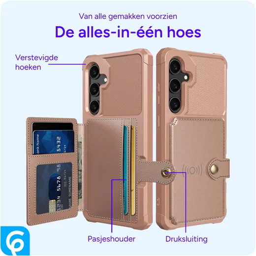 Samsung Galaxy A55 3 in 1 Back Cover Portemonnee Hoesje Roze afbeelding 5