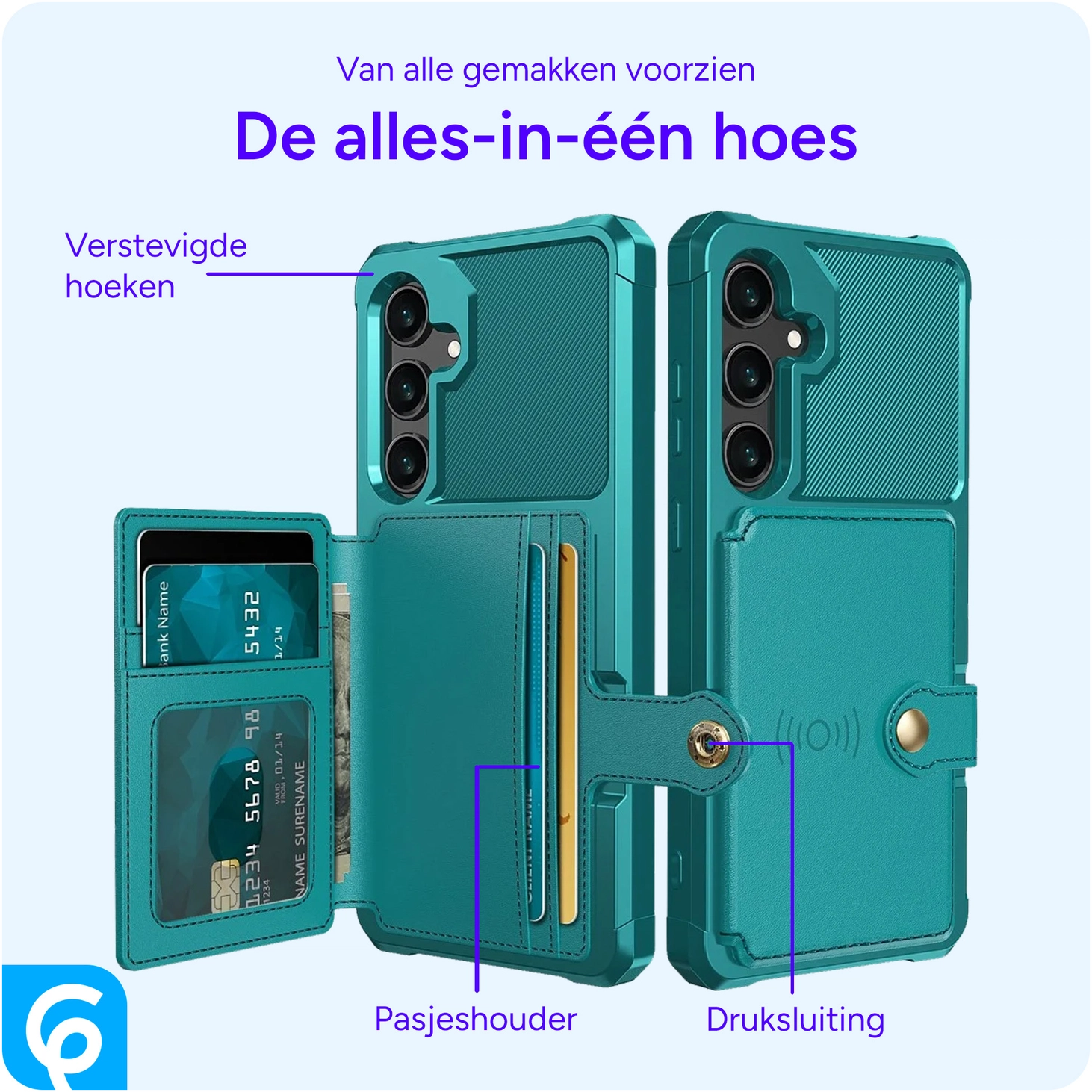 Samsung Galaxy A55 3 in 1 Back Cover Portemonnee Hoesje Groen afbeelding 8