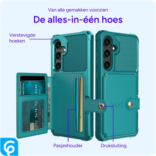 Samsung Galaxy A55 3 in 1 Back Cover Portemonnee Hoesje Groen afbeelding 8